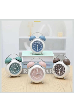 Başucu Çalar Saatler, Çift Zil Analog Masa Saati, Pille Çalışan Yüksek Alarmlı Süper Sessiz Saat