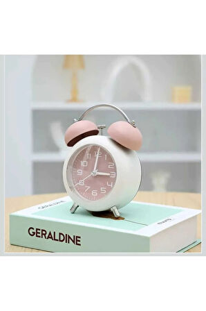 Başucu Çalar Saatler, Çift Zil Analog Masa Saati, Pille Çalışan Yüksek Alarmlı Süper Sessiz Saat