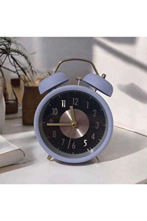 Retro Yüksek Sesli Çift Çanlı Çalar Saat, Büyük Kadranlı, Analog Alarmlı Masa Saati