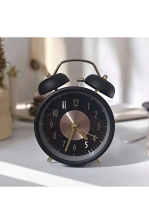 Retro Yüksek Sesli Çift Çanlı Çalar Saat, Büyük Kadranlı, Analog Alarmlı Masa Saati