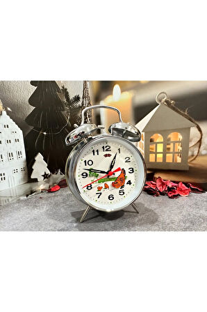 Yem Yiyen Tavuk Tasarım Kurmalı Retro Çalar Saat Büyük Boy Dekor Masa Saati