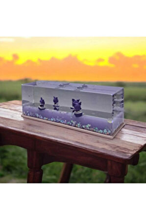 Kuromi ve Hello Kitty Karakterli Batmayan Şirin Figürler Akvaryumlu Plastik Süs