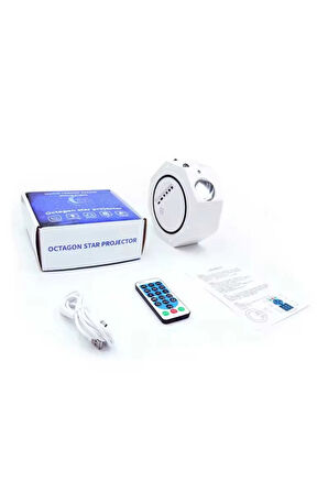 Çocuk Hareketli Projektör Yıldız Gökyüzü Işıkları Ay Galaxy Bluetooth Gece-Led Masa Lambası