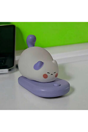 Dokunmatik Sevimli Pati Kedi Modelli USB Şarjlı LED Karikatür Silikon Gece-Masa Lambası