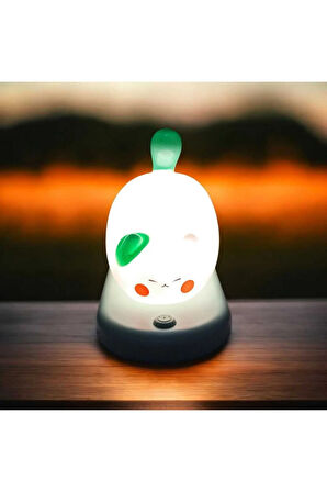 Dokunmatik Sevimli Pati Kedi Modelli USB Şarjlı LED Karikatür Silikon Gece-Masa Lambası