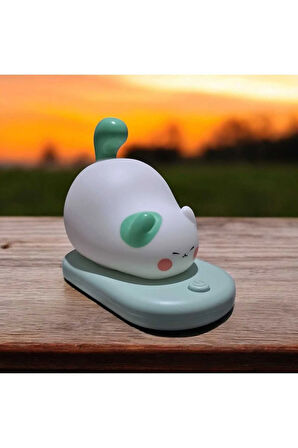 Dokunmatik Sevimli Pati Kedi Modelli USB Şarjlı LED Karikatür Silikon Gece-Masa Lambası