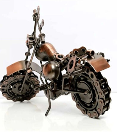 El Yapımı Motosiklet Figürler Modeli Retro Vintage Ev-Ofis Dekoratif Metal Süs Büyük Boy