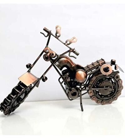 El Yapımı Motosiklet Figürler Modeli Retro Vintage Ev-Ofis Dekoratif Metal Süs Büyük Boy