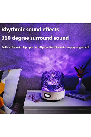 Bluetooth Hoparlör Dokunmatik Led Aydınlatma Su Dalgası Atmosfer Işığı Müzik Çalar Uzaktan Kumandalı
