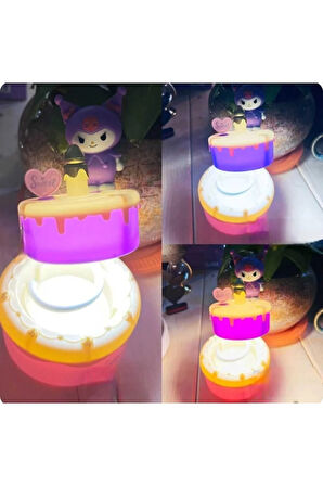 Doğum Günü Pastalı- Sevimli Karakterler- Kademeli Led Işıklı- Çocuk Gece -Masa Lambası