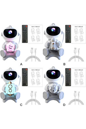 Projektör Led Aydınlatma Astronot Bluetooth Hoparlör ABS Yıldız Astronot Yıldızlı Gökyüzü Işıkları