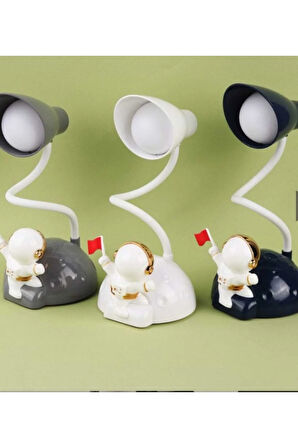 Gri Uzay Adam Figürlü Masa Aydınlatma Lambası, Şık ve Dekoratif Işık Seçeneği