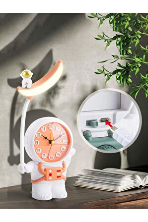 3'ü 1 Arada Lamba + Saat + Alarm Astronot Ay Masası