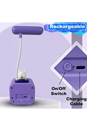 Mini Masa Lambası Dj Karakterli Sevimli Kalemtraşlı & Kalemlikli Şarjlı