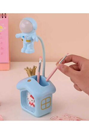 Kalemlik Renkli Astronot Başlık Masa Lambası