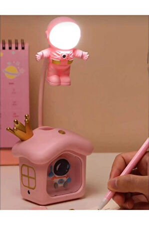 Kalemlik Renkli Astronot Başlık Masa Lambası