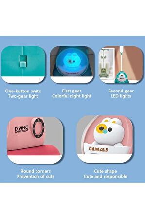 Led Masa Lambaları Sevimli Kedi Denizaltı Küçük Masa Lambası Şarj Edilebilir Renkli Gece Lambası