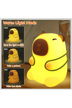 Capibara Lamba, Kısılabilir ve Zamanlama ile Dokunmatik, USB Şarjlı Silikon Gece Lambası