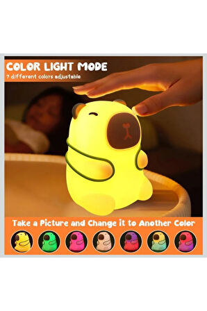 Capibara Lamba, Kısılabilir ve Zamanlama ile Dokunmatik, USB Şarjlı Silikon Gece Lambası