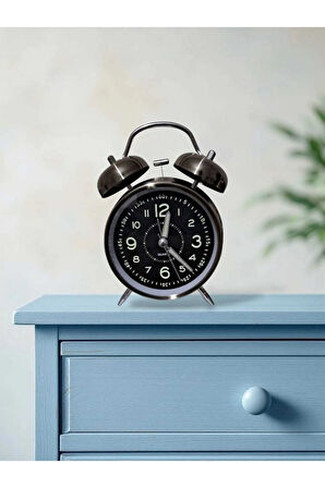Sessiz Çalışan Retro Tarz Masa Üstü Çalar Saat Işıklı(Bakır&Kahverenk)