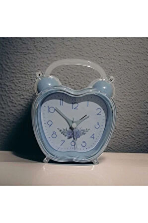 Ev Dekoru Için Sevimli Çalar Saat, Alarm Seçenekli, Kalpli Tasarım, Net Ve Sesli Alarmlı(MAVİ)