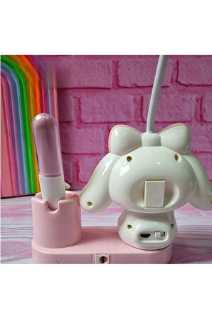 Sevimli Karakterler Kalemlikli Kalemtıraşlı Led Işıklı Çocuk Gece ve Masa Lambası