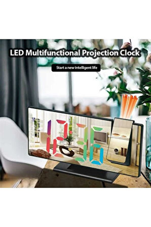 Dijital Çalar Saat Masa Saati Projektör Ekranlı Erteleme Fonksiyonu LED 20cm