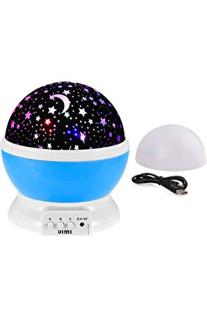 Masa Gece Lambası Yıldız Projektörlü Çocuk Odası USB Kablolu