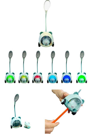 Sevimli Ayıcık Çocuk Masa Gece Lambası - Hazneli Kalem Traşlı Kalemlik Masa Lambası