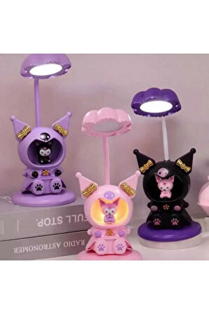 Sevimli Karakterler Kalem Tıraşlı Led Işıklı Gece Ve Masa Lambası(Pembe-Siyah-Mor)
