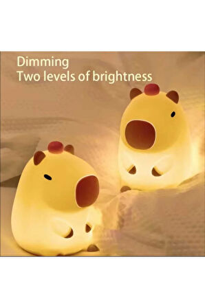 Sevimli Karikatür Kapibara Gece Lambası Silikon Hayvan Lamba USB Şarj Edilebilir Zamanlamalı