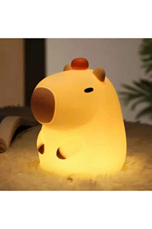 Sevimli Karikatür Kapibara Gece Lambası Silikon Hayvan Lamba USB Şarj Edilebilir Zamanlamalı