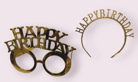 Delux Serisi Etkinlik Süs Kutlama HAPPY BRITHDAY GÖZLÜK TAÇ SETİ GOLD