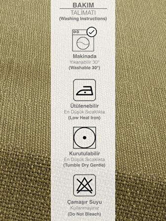 PERLE Yağ Yeşili Keten Dokulu Masa Örtüsü