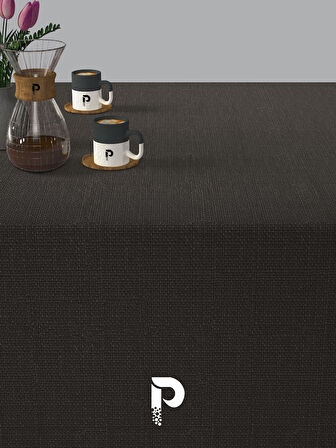 PERLE Antrasit Renk Keten Dokulu Masa Örtüsü