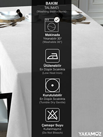Yakamoz Beyaz Renk Kadife Dokulu Masa Örtüsü  Dertsiz Velvet Touch Serisi 