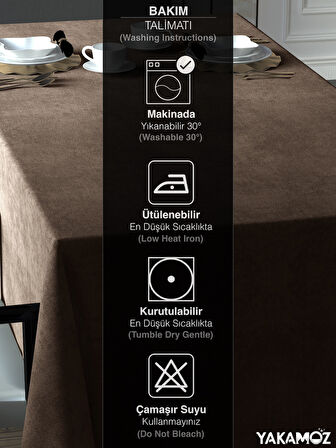 Yakamoz Kaju Rengi Kadife Dokulu Masa Örtüsü  Dertsiz Velvet Touch Serisi 