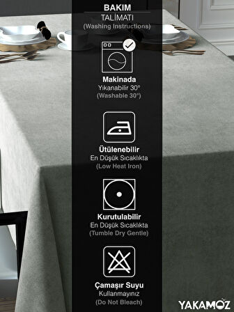 Yakamoz Ekru Renk Kadife Dokulu Masa Örtüsü  Dertsiz Velvet Touch Serisi 