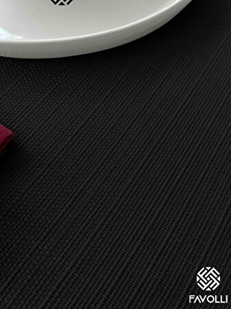 FAVOLLİ Keten Dokulu Siyah Masa Örtüsü Dertsiz
