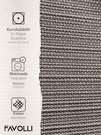 FAVOLLİ Keten Dokulu Gri Masa Örtüsü Dertsiz