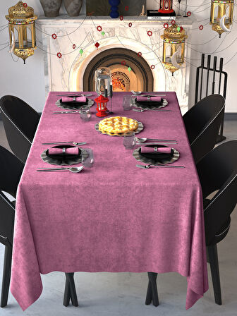 Demor Home Kadife Dokulu Lavanta Pembesi Dertsiz Masa Örtüsü