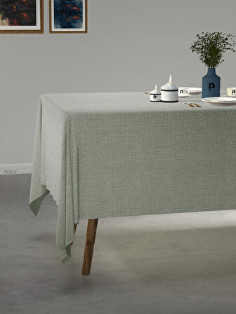 PERLE Mint Rengi Keten Dokulu Masa Örtüsü
