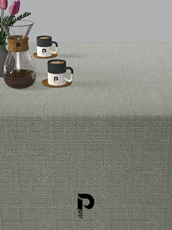 PERLE Mint Rengi Keten Dokulu Masa Örtüsü