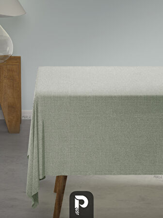PERLE Mint Rengi Keten Dokulu Masa Örtüsü