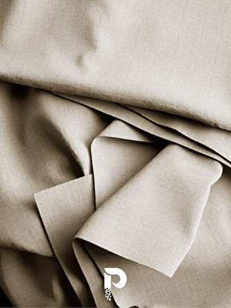 PERLE Ekru Rengi Keten Dokulu Masa Örtüsü