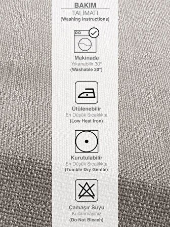 PERLE Açık Gri Keten Dokulu Masa Örtüsü