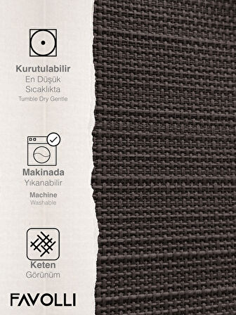 FAVOLLİ Keten Dokulu Antrasit Masa Örtüsü Dertsiz
