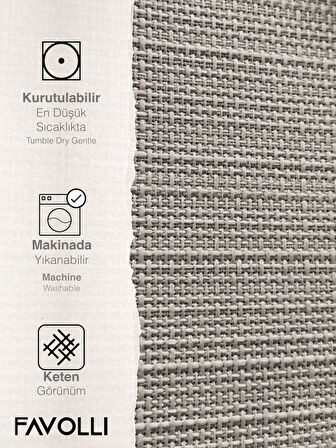 FAVOLLİ Keten Dokulu Açık Gri Masa Örtüsü Dertsiz
