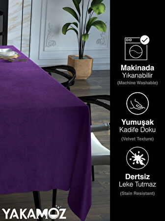 Yakamoz Tatlı Mor Kadife Dokulu Masa Örtüsü  Dertsiz Velvet Touch Serisi 