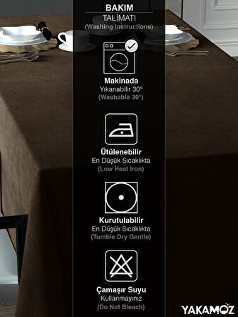 Yakamoz Çikola Kahvesi Kadife Dokulu Masa Örtüsü  Dertsiz Velvet Touch Serisi 